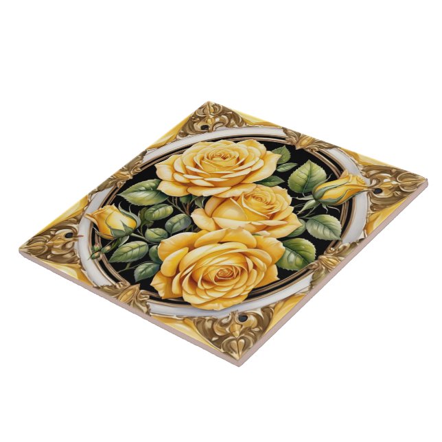 Modern Beautiful Yellow Rose Collection Ceramic Tile (Side)
