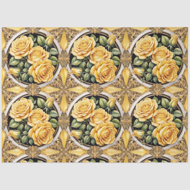 Modern Beautiful Yellow Rose Collection Tissue Paper (Front)