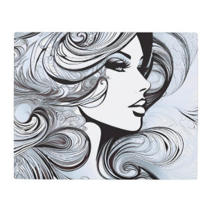 Modern Beauty Artful Black & White Elegant Woman Metal Print