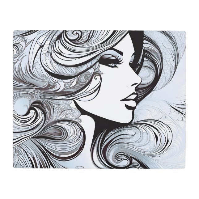 Modern Beauty Black and White Woman Art (Front)