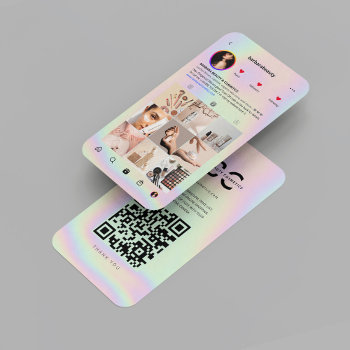 Modern Beauty Cosmetics Holographic Instagram Grid Business Card by GOODSY at Zazzle