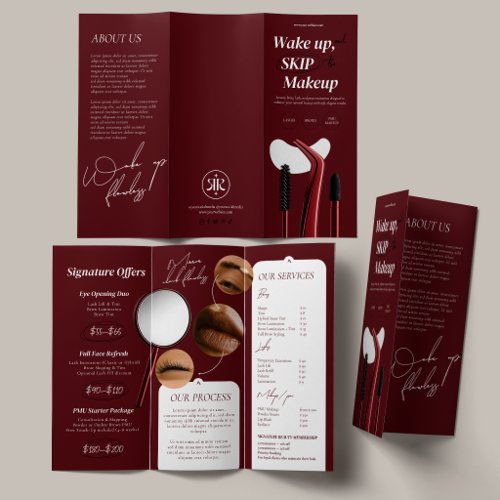 Modern Beauty Dark Red TriFold Brochure