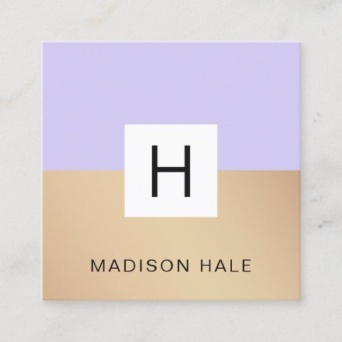 Modern Beauty Lavender Purple  Monogram Square Business Card