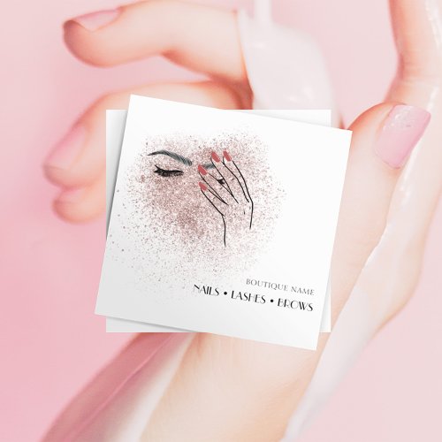 Modern Beauty Logo Nails Eyelashes Brows  Square Business Card