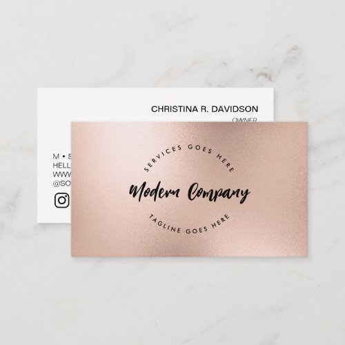 Modern Beauty Logo Template Rose Gold Custom Business Card