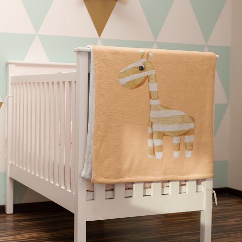 Modern Beauty Orange Giraffe With Name Baby Blanket