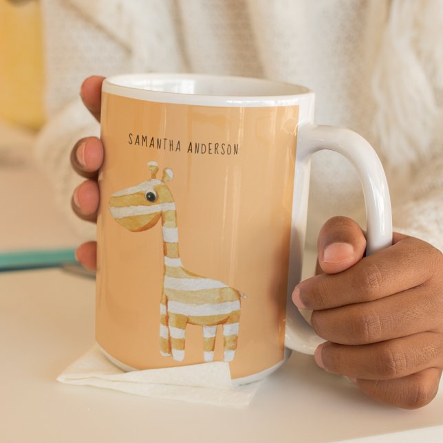 Modern Beauty Orange Giraffe With Name Coffee Mug (Creator Uploaded)