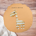 Modern Beauty Orange Giraffe With Name Round Pillow<br><div class="desc">Modern Beauty Orange Giraffe With Name</div>