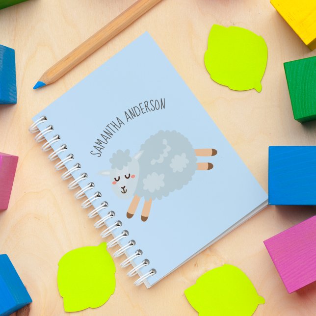 Modern Beauty Pastel Blue Sheep And Kid Name Notebook (Creator Uploaded)