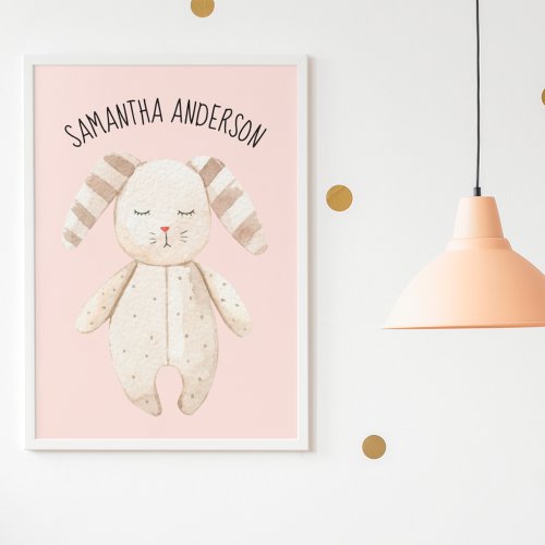 Modern Beauty Pastel Pink Bunny With Name Poster