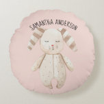 Modern Beauty Pastel Pink Bunny With Name Round Pillow<br><div class="desc">Modern Beauty Pastel Pink Bunny With Name</div>