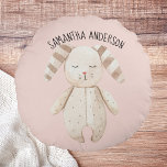 Modern Beauty Pastel Pink Bunny With Name Round Pillow<br><div class="desc">Modern Beauty Pastel Pink Bunny With Name</div>