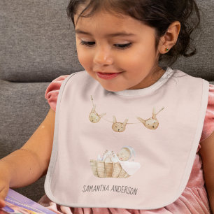 Modern Beauty Pastel Pink Kid Name Baby Bib