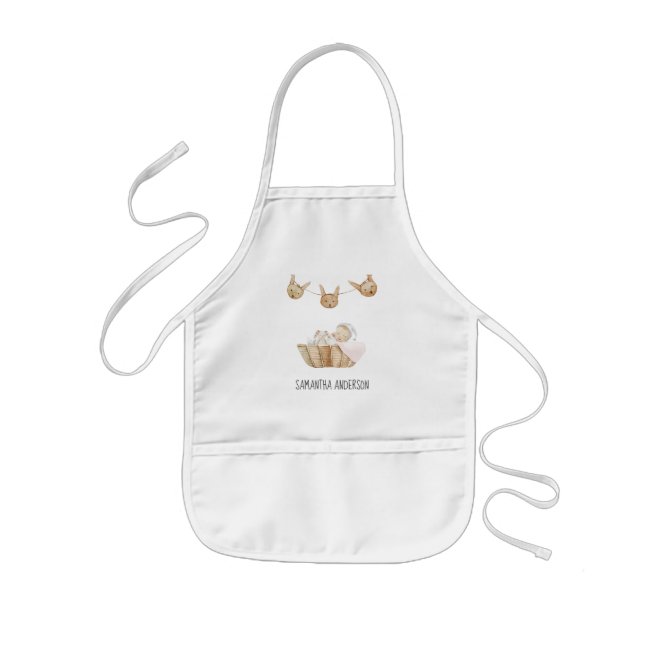 Modern Beauty Pastel Pink Kid Name Kids' Apron