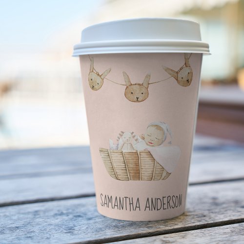 Modern Beauty Pastel Pink Kid Name Paper Cups
