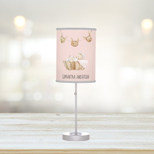 Modern Beauty Pastel Pink Kid Name Table Lamp