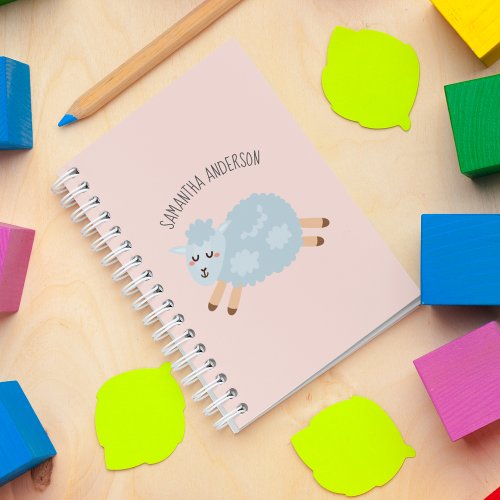 Modern Beauty Pastel Pink Sheep And Kid Name Notebook