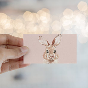 Modern Beauty Pastel Pink Watercolor Bunny Lovely Business Card