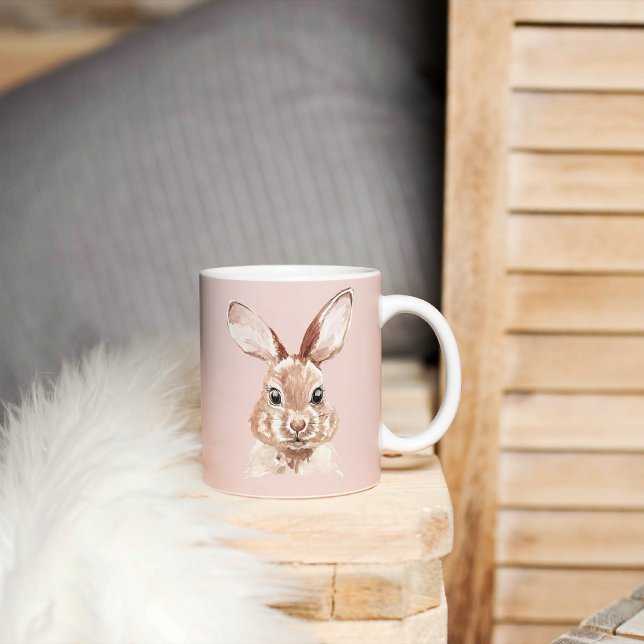 Modern Beauty Pastel Pink Watercolor Bunny Lovely Coffee Mug (Creator Uploaded)