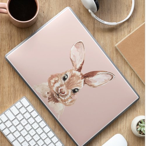 Modern Beauty Pastel Pink Watercolor Bunny Lovely HP Laptop Skin