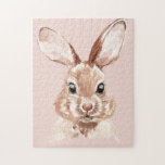 Modern Beauty Pastel Pink Watercolor Bunny Lovely Jigsaw Puzzle<br><div class="desc">Modern Beauty Pastel Pink Watercolor Bunny Lovely</div>