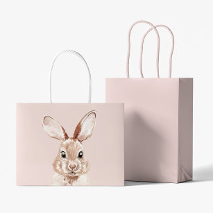 Modern Beauty Pastel Pink Watercolor Bunny Lovely Large Gift Bag
