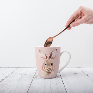 Modern Beauty Pastel Pink Watercolor Bunny Lovely Latte Mug