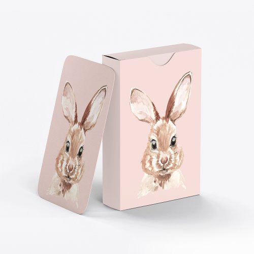 Modern Beauty Pastel Pink Watercolor Bunny Lovely Playing Cards