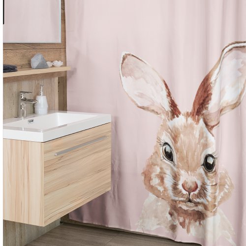 Modern Beauty Pastel Pink Watercolor Bunny Lovely Shower Curtain