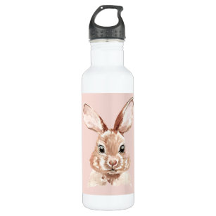 Modern Beauty Pastel Pink Watercolor Bunny Lovely Stainless Steel Water Bottle