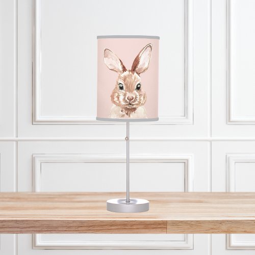 Modern Beauty Pastel Pink Watercolor Bunny Lovely Table Lamp