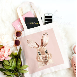 Modern Beauty Pastel Pink Watercolor Bunny Lovely Tote Bag