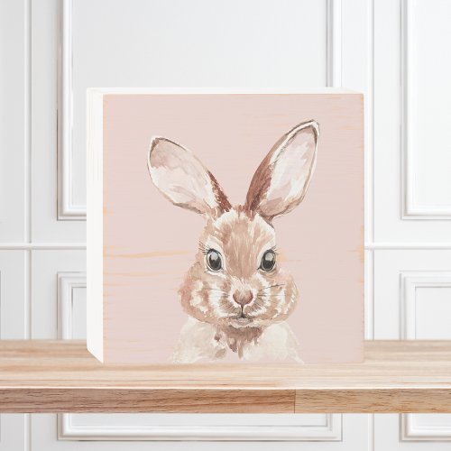 Modern Beauty Pastel Pink Watercolor Bunny Lovely Wooden Box Sign