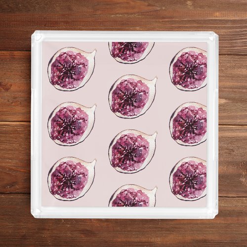 Modern Beauty Pastel Purple Figs Pattern Acrylic Tray