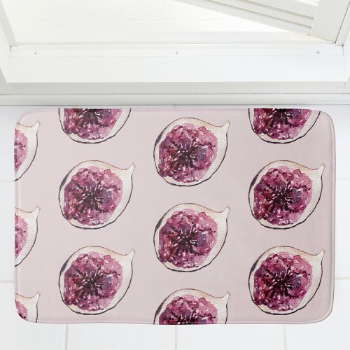 Modern Beauty Pastel Purple Figs Pattern Bath Mat