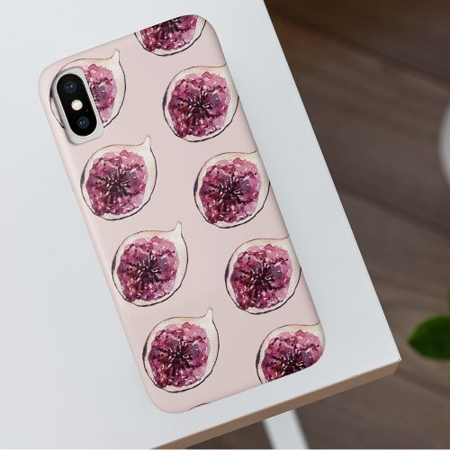 Modern Beauty Pastel Purple Figs Pattern iPhone XS Case