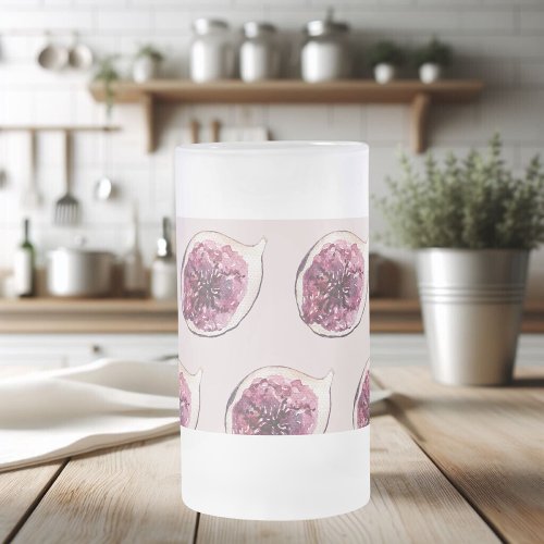 Modern Beauty Pastel Purple Figs Pattern Frosted Glass Beer Mug