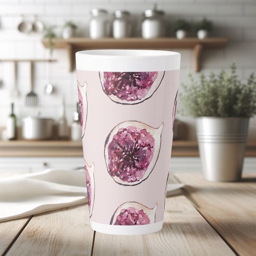 Modern Beauty Pastel Purple Figs Pattern Latte Mug