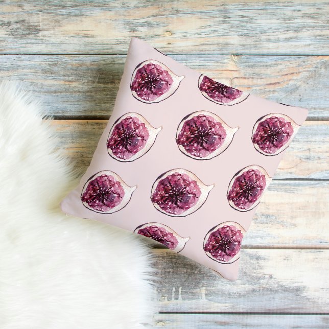 Modern Beauty Pastel Purple Figs Pattern Outdoor Pillow (Creator Uploaded)