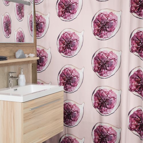 Modern Beauty Pastel Purple Figs Pattern Shower Curtain