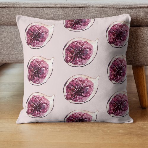 Modern Beauty Pastel Purple Figs Pattern Throw Pillow