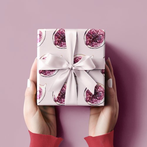 Modern Beauty Pastel Purple Figs Pattern Wrapping Paper