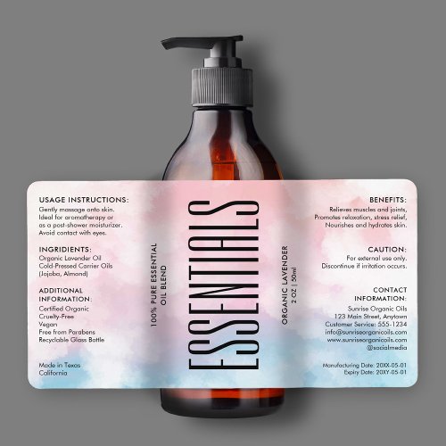 Modern Beauty Pink Blue Cloud Ingredients Product  Label