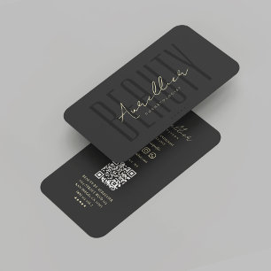 Modern Beauty Salon Cosmetologist Black Script Business Card