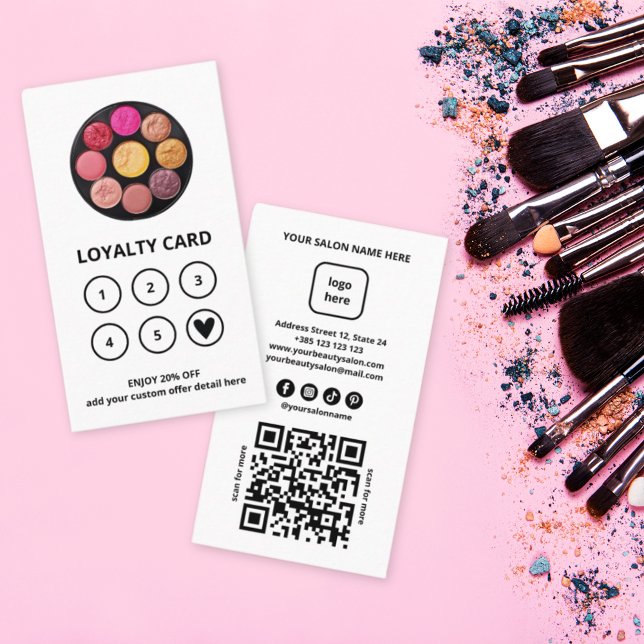Modern Beauty Salon QR Code Loyalty Card  (Creator Uploaded)
