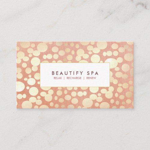 Modern Beauty Salon  Spa Faux Gold Pink Business Card