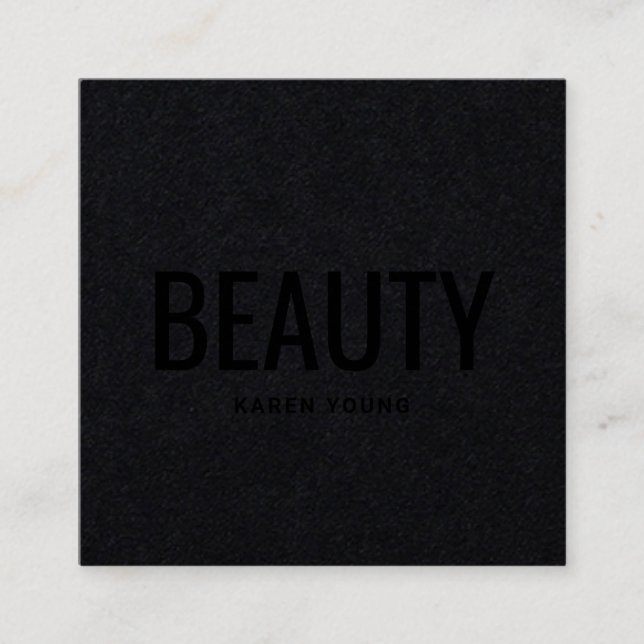 Modern beauty salon trendy black kraft chic makeup square business card (Front)