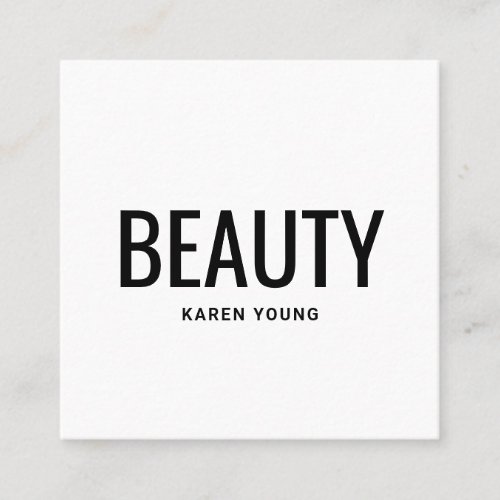 Modern beauty salon trendy plain white chic makeup square business card