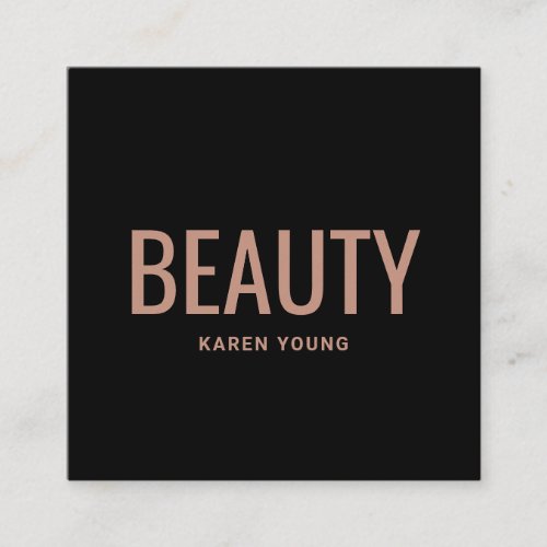 Modern beauty salon trendy rose gold chic makeup square business card
