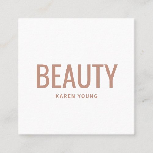 Modern beauty salon trendy rose gold chic makeup square business card